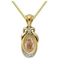 thumbnail image 1 of Precious Stars Jewelry 14k Tri-tone Gold Cubic Zirconia Fancy Guadalupe Pendant with 1-mm Box Chain, 1 of 1