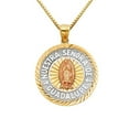 thumbnail image 1 of Precious Stars Jewelry 14k Tri-tone Gold Nuestra Senora De Guadalupe Medallion Pendant with 1-mm Box Chain, 1 of 1
