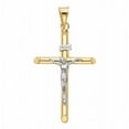 thumbnail image 1 of Genuine 14K Two-Tone Gold Hollow Tube Crucifix Pendant – 1.57" Religious Cross for Men or Women, Christian Jewelry Gift, 1 of 8