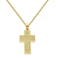 thumbnail image 1 of Precious Stars Jewelry 14k Yellow Gold 1.18-inch Padre Nuestro Cross Pendant with 1.5-mm Flat Wheat Chain, 1 of 1