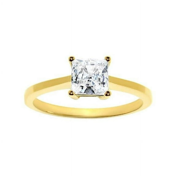 Precious Stars OS0007-RG-sz5.5 14k Yellow Gold 1 Carat TGW Princess-cut Diamonette Solitaire Engagement Ring - Size 5.5