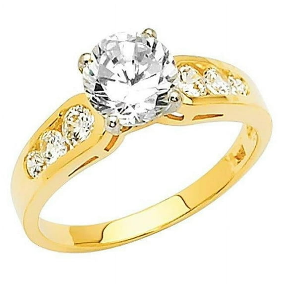 Precious Stars OS0025-RG-sz5 14k Yellow Gold 1.375 Carat TGW Round-cut Diamonette Engagement Ring, Size 5