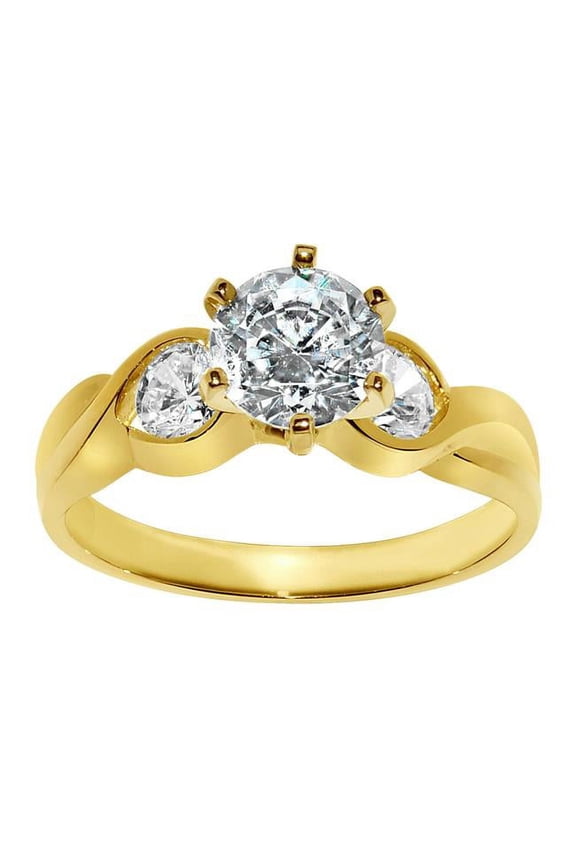 OS0031-RG-sz5 14k Yellow Gold 1.5 Carat TGW Round Cut Diamonette Engagement Ring - Size 5
