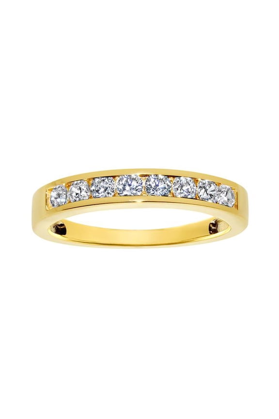 OS0067-RG-sz6 0.5 CTW Solid Genuine 14K Yellow Gold Round Channel-Set Diamonette Fine Cubic Zirconia CZ Wedding Ring, Size 6