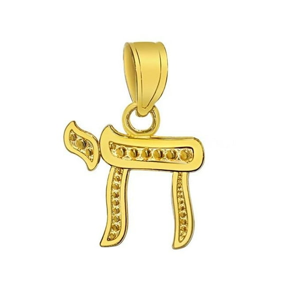 Precious Stars PT-1511 14K Yellow Gold Small Jewish Chai Pendant