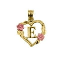 thumbnail image 1 of Precious Stars PT-2052-E 14K Two Tone Gold Flower & Heart-Shaped Initial E Pendant, 1 of 1