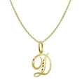 thumbnail image 1 of Precious Stars PT2055D-CH227-16 16 in. 14K Yellow Gold Diamond-Cut Cursive Letter Initial D Pendant with 1.2 mm Rolo Chain, 1 of 1