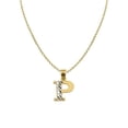 thumbnail image 1 of Precious Stars PT2056P-CH227-16 16 in. 14K Two Tone Gold Diamond-Cut Initial Letter P Pendant with 1.2 mm Rolo Chain, 1 of 1