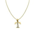 thumbnail image 1 of Precious Stars PT2056T-CH227-16 16 in. 14K Two Tone Gold Diamond-Cut Initial Letter T Pendant with 1.2 mm Rolo Chain, 1 of 1