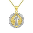 thumbnail image 1 of Precious Stars PT2264-CH256-22 22 in. 14K Two Tone Gold San Benito Medallion Pendant with 0.8 mm Box Chain, 1 of 1