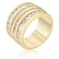 thumbnail image 1 of Precious Stars  Precious Stars Goldtone Princess and Baguette-Cut Cubic Zirconia 4-Row Wide Band, 1 of 4