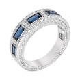 thumbnail image 1 of Precious Stars  Precious Stars Silvertone Blue Baguette-Cut Cubic Zirconia Eternity Wedding Band, 1 of 1