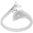 thumbnail image 1 of Precious Stars R07206N-C01-10 Precious Stars Silvertone Matte Finish Cubic Zirconia Dolphin Ring, 1 of 1