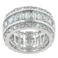 thumbnail image 1 of Precious Stars R07234R-C01-09 Precious Stars Silvertone Emerald and Round-Cut Cubic Zirconia 3-Row Eternity Band, 1 of 1