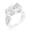 thumbnail image 1 of Precious Stars R07422R-C01-05 Precious Stars Silvertone Clear Oval-Cut Cubic Zirconia Triplet Ring, 1 of 1