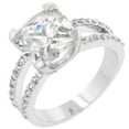 thumbnail image 1 of Precious Stars R07436R-C01-05 Precious Stars Silvertone Cushion-Cut Cubic Zirconia Split-Shank Engagement Ring, 1 of 1