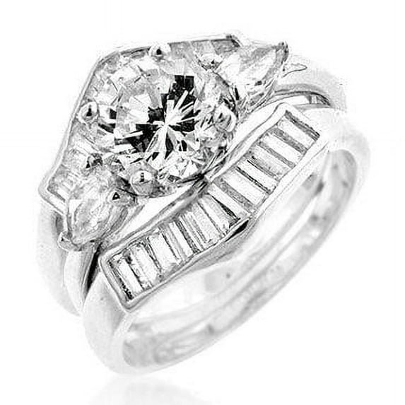 Precious Stars R07562R-C01-05 Precious Stars Silvertone Cubic Zirconia Bridal Set