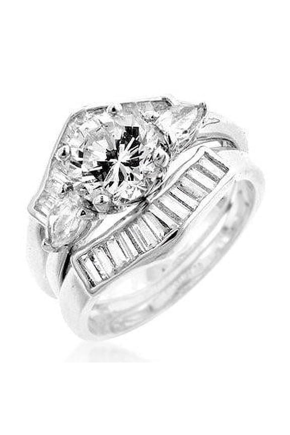 R07562R-C01-06 Precious Stars Silvertone Cubic Zirconia Bridal Set