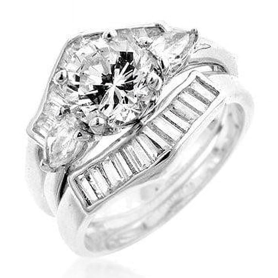 Precious Stars R07562R-C01-10 Precious Stars Silvertone Cubic Zirconia Bridal Set