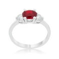 thumbnail image 1 of Precious Stars R07597R-C10-07 Precious Stars Silvertone Oval-Cut Red Cubic Zirconia Triplet Ring, 1 of 1