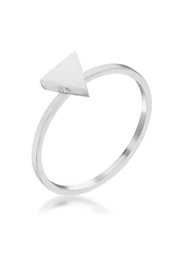 R08606V-V00-05 Precious Stars Stainless Steel Triangle Shape Stackable Ring