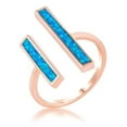 thumbnail image 1 of Precious Stars R08712A-V01-09 Precious Stars Rose Goldplated Geometric Double Bar Blue Opal Open Ring, 1 of 1