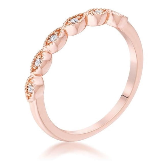 Precious Stars R08741A-C01-09 Precious Stars Rose Goldtone Cubic Zirconia Antique Style Stackable Wedding Band