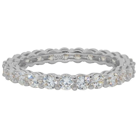 Precious Stars RS14-9 14K White Gold Prong-Set Round-cut Cubic Zirconia Eternity Band - Size 9