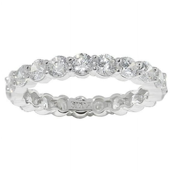 Precious Stars RS6W-7 14K White Gold Prong-Set Round-Cut Cubic Zirconia Eternity Band - Size 7