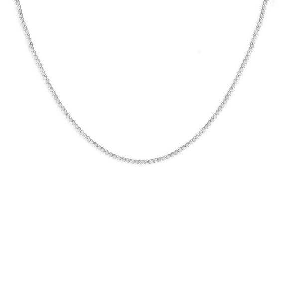 Precious Stars Rhodium Plated 2mm Round Cubic Zirconia Tennis Necklace -16 Inch