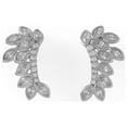 thumbnail image 1 of Precious Stars Rhodium Plated Sterling Silver Cubic Zirconia Leaf Drop Earrings, 1 of 2