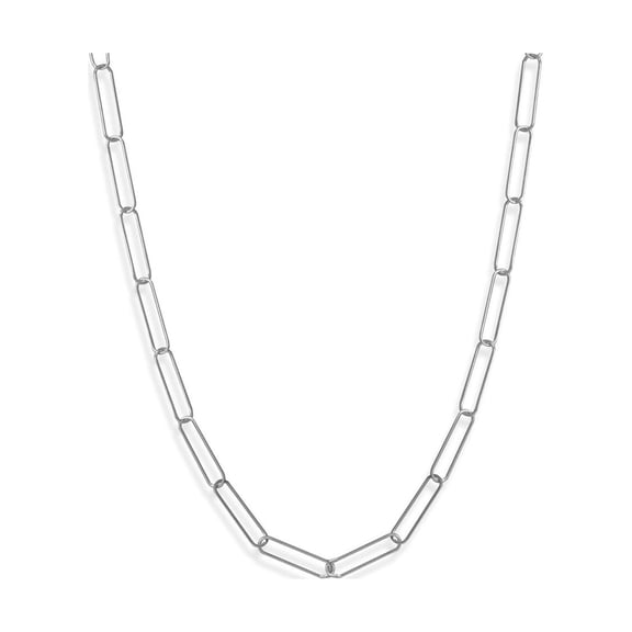 Precious Stars Rhodium Plated Sterling Silver Paper Clip 21" Necklace