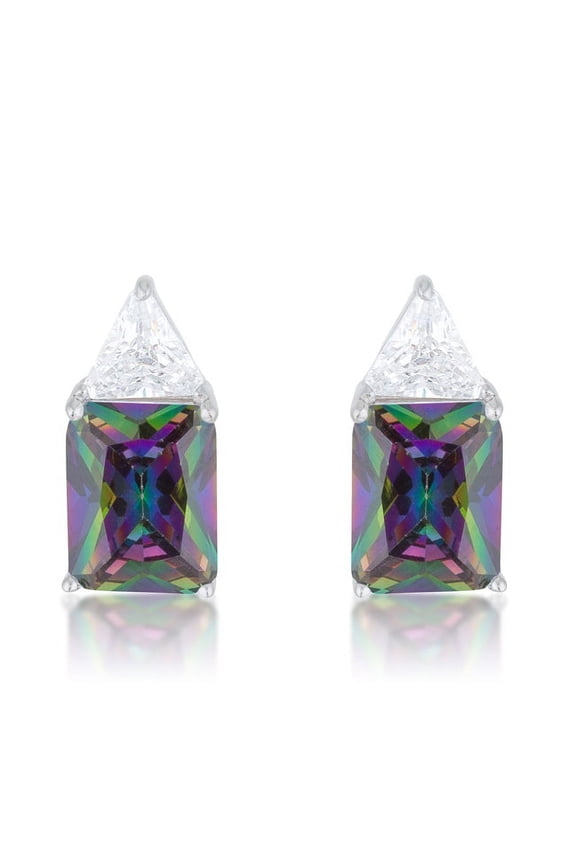 Silvertone 9mm Cubic Zirconia Earrings