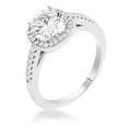 thumbnail image 1 of Precious Stars Silvertone Cushion-Cut Cubic Zirconia Halo Engagement Ring, 1 of 1