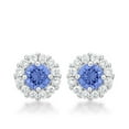 thumbnail image 1 of Precious Stars Silvertone Light Blue Cubic Zirconia Halo Stud Earrings, 1 of 2