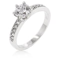 thumbnail image 1 of Precious Stars Silvertone Petite Round-Cut Cubic Zirconia Engagement Ring, 1 of 1