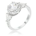 thumbnail image 1 of Precious Stars Silvertone Round-cut Cubic Zirconia 3-Stone Halo Engagement Ring, 1 of 1