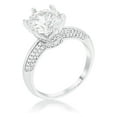 thumbnail image 1 of Precious Stars Silvertone Round-cut Cubic Zirconia Micropave Solitaire Engagement Ring, 1 of 1
