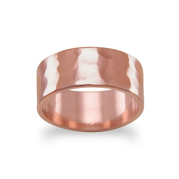Precious Stars Solid Copper 8mm Unisex Hammered Ring