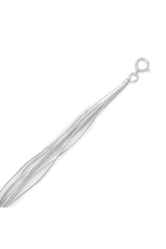 Sterling Silver 10 Strand Liquid Silver Necklace