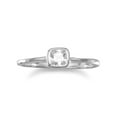 thumbnail image 1 of Precious Stars Sterling Silver Ladies Clear Square Cubic Zirconia Ring, 1 of 2