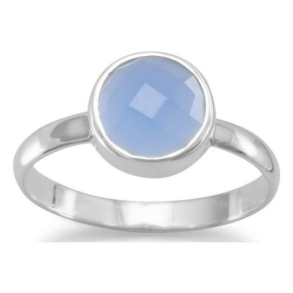 Precious Stars Sterling Silver Ladies Faceted Chalcedony Ring