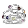 thumbnail image 1 of Precious Stars Sterling Silver Ladies Multi Gemstone Open Design Wide Ring, 1 of 2