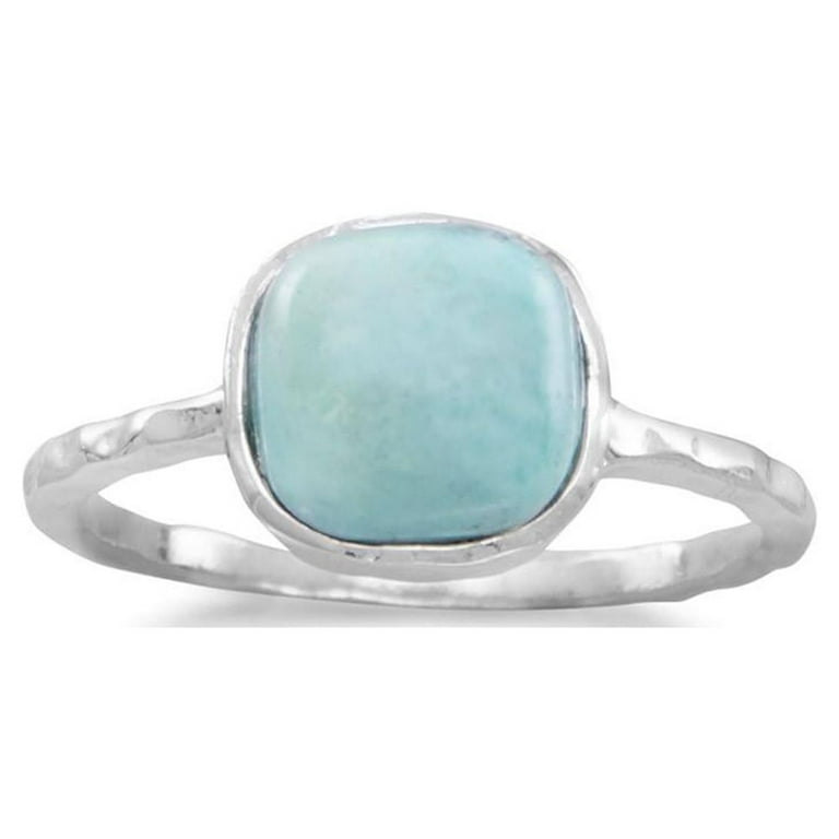 Stackable Ring Reconstituted Turquoise Square Shape Sterling Silver Stackable Ring Reconstituted Turquoise Square Shape Sterling Silver