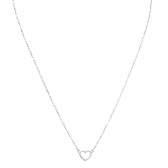 Precious Stars Sterling Silver Matte Cut-out Heart Necklace