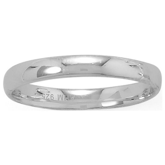 Precious Stars Sterling Silver Polished 3mm Unisex Wedding Band
