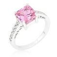 thumbnail image 1 of Precious Stars Sterling Silver Princess-cut Pink Cubic Zirconia Engagement Ring, 1 of 4