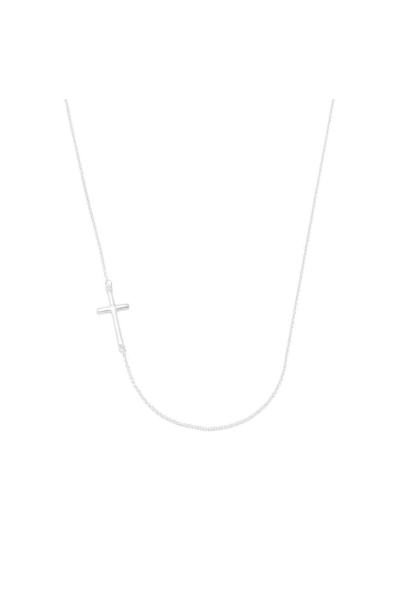 Sterling Silver Sideways Cross Necklace