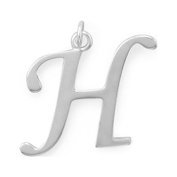 Precious Stars Sterling Silver Unisex Initial Letter H Pendant - No Chain, Pendant Only