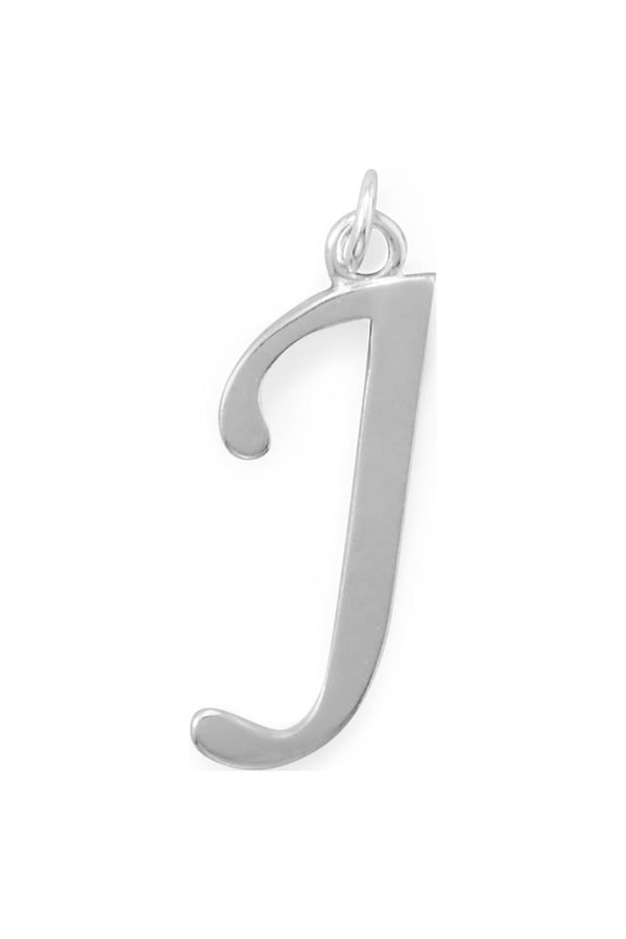 Sterling Silver Unisex Initial Letter J Pendant - No Chain, Pendant Only